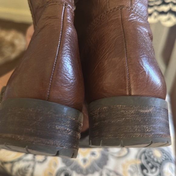 Franco Sarto Brown Leather Boots Zip Up Closed Toe Size 6M Women’s Knee High - Picture 13 of 15